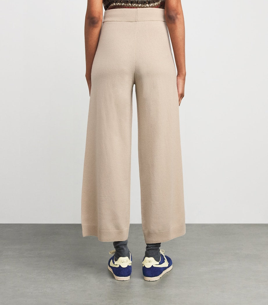 Beige Wool-Cashmere Wide-Leg Trousers