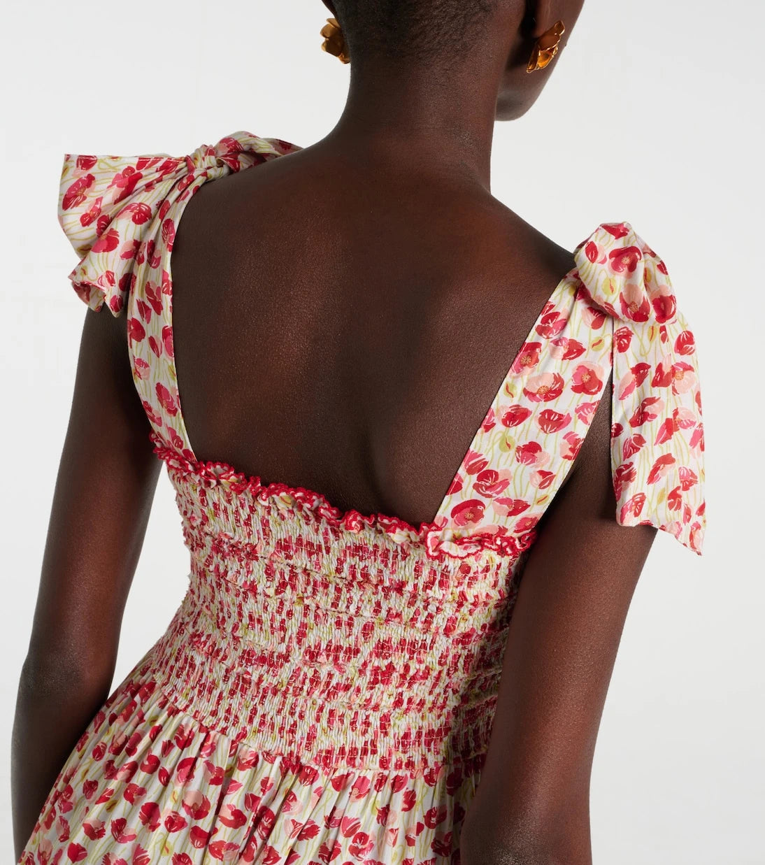 Poupette St Barth - Triny polka-dot shirred midi dress