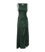 Green Satin Ruched Maxi Dress