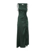 GANNI Green Satin Ruched Maxi Dress