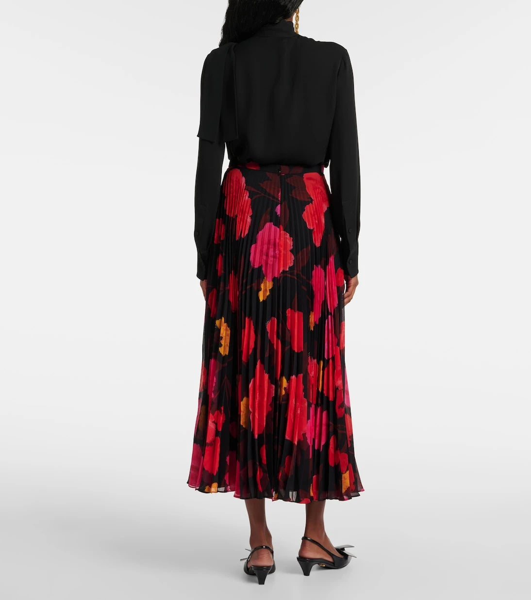 Erdem - Pleated floral midi skirt