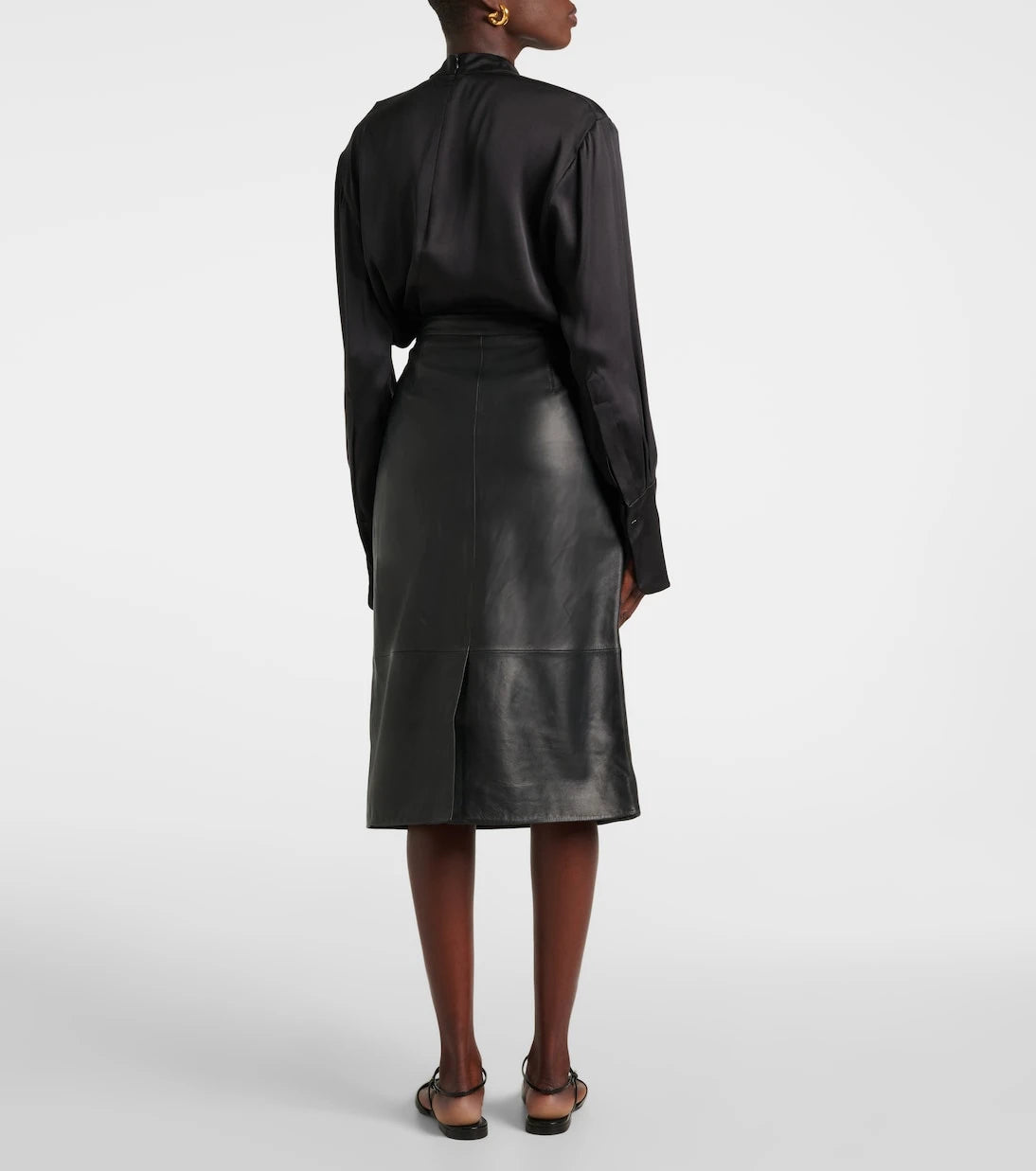 Yves Salomon - Leather midi skirt