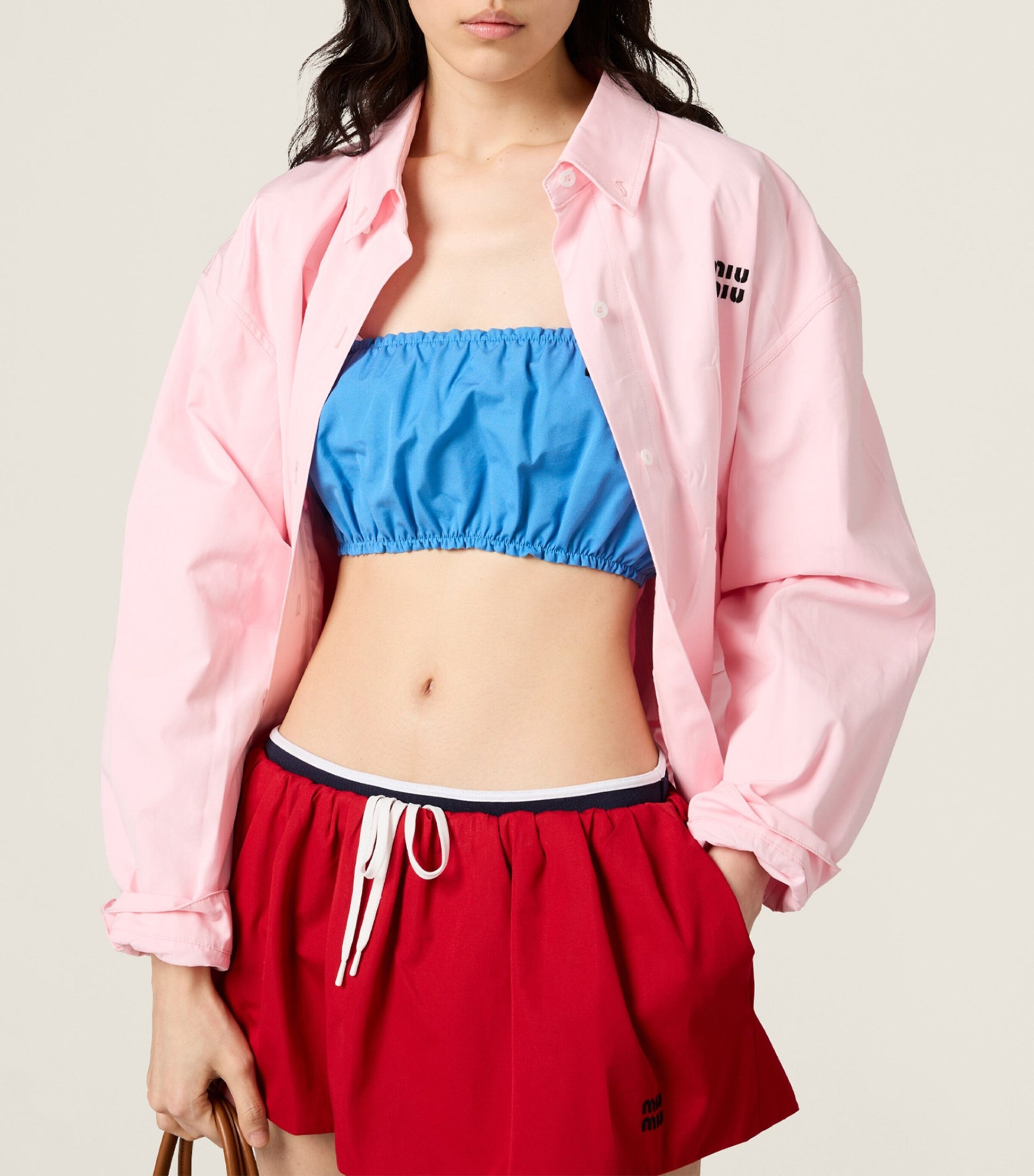 Turquoise Cotton Poplin Bandeau Top