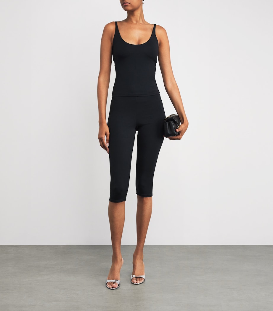 Black Smooth Layers Capri Trousers