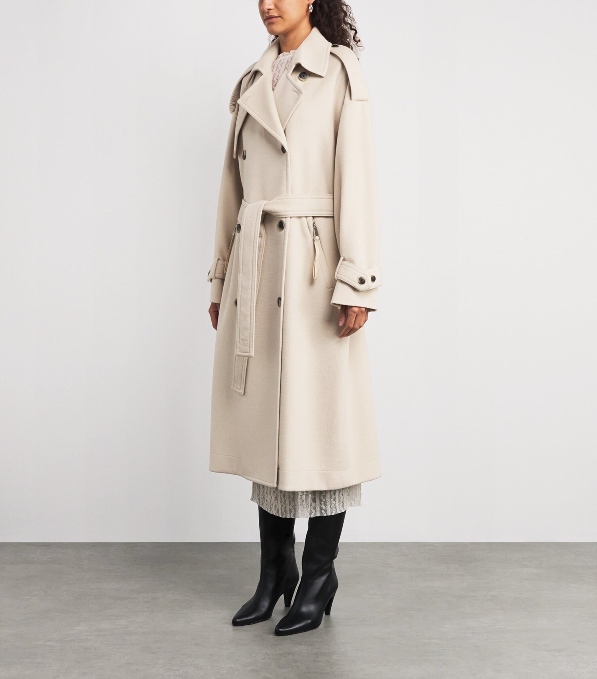 MAX&Co. White Virgin Wool Double-Breasted Coat