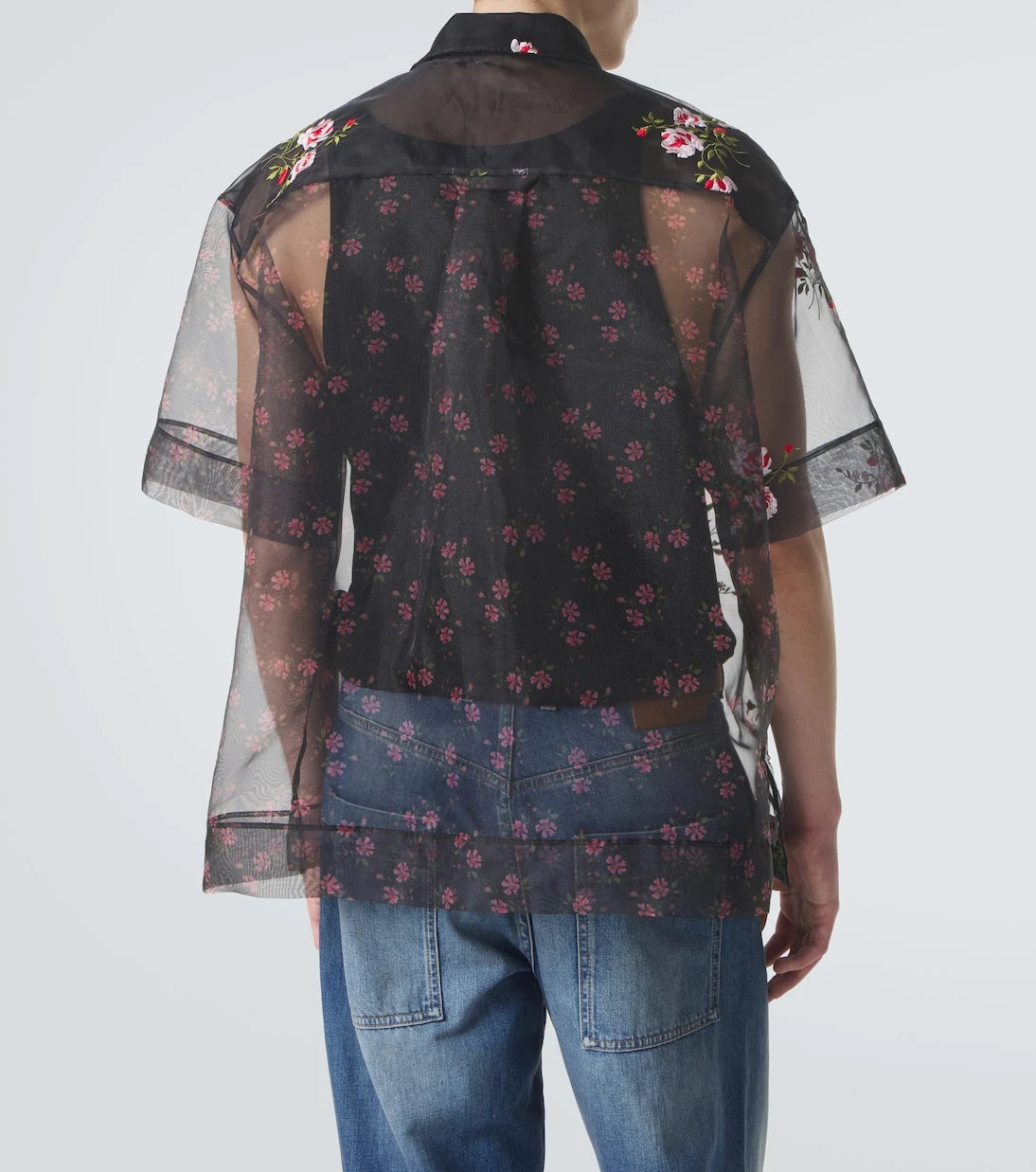 Simone Rocha - Floral sheer organza shirt
