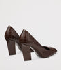 Brown Farren 85 Leather Croc-Embossed Pumps