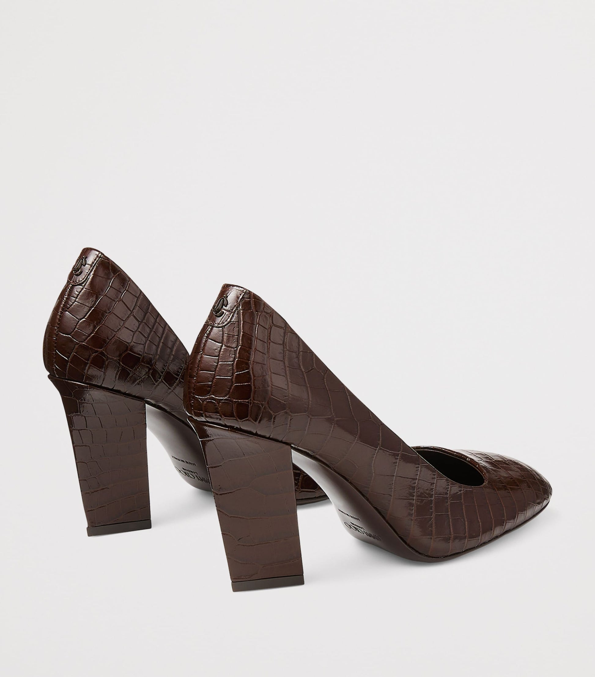 Brown Farren 85 Leather Croc-Embossed Pumps