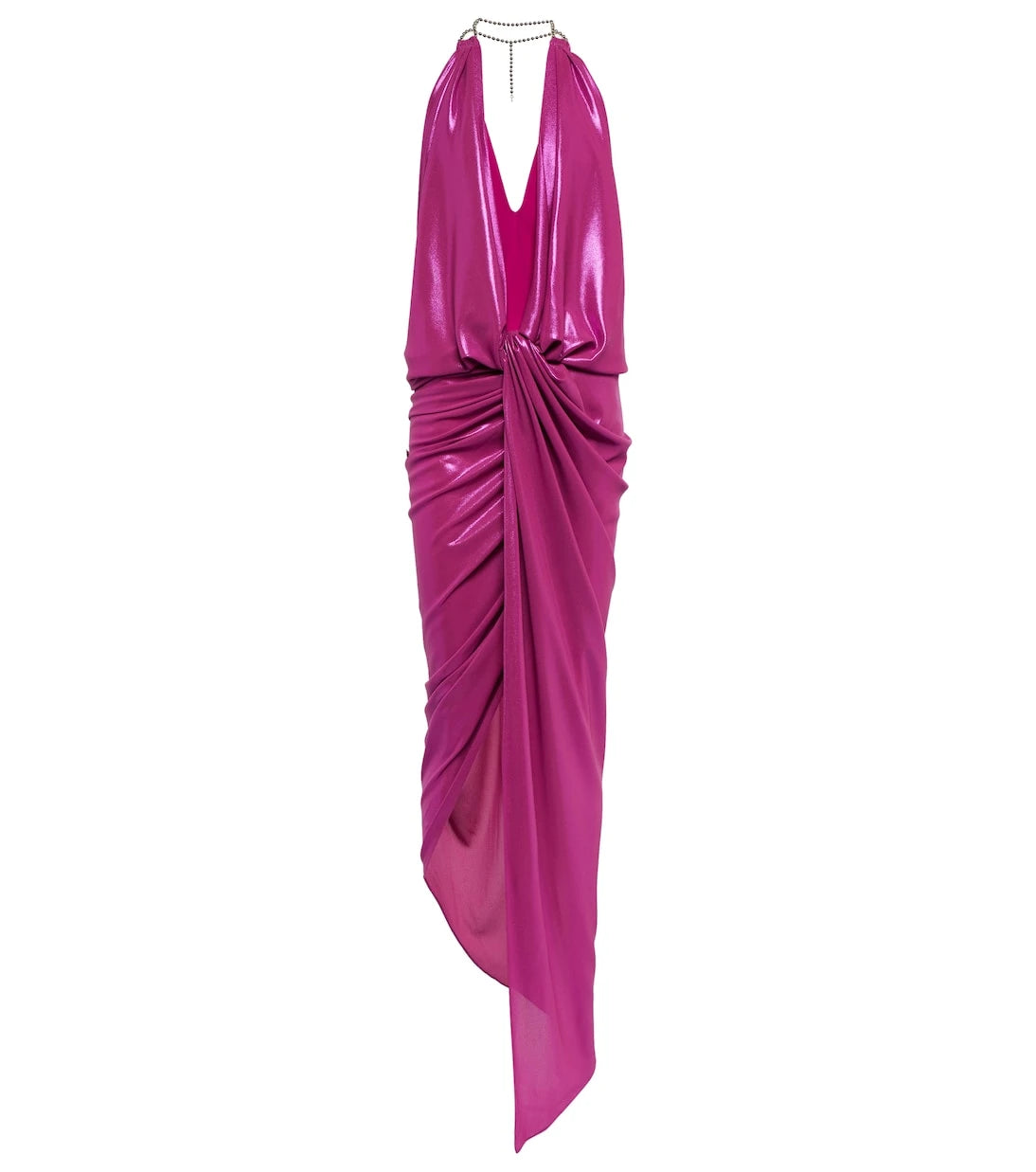The Attico - Halterneck lamé maxi dress