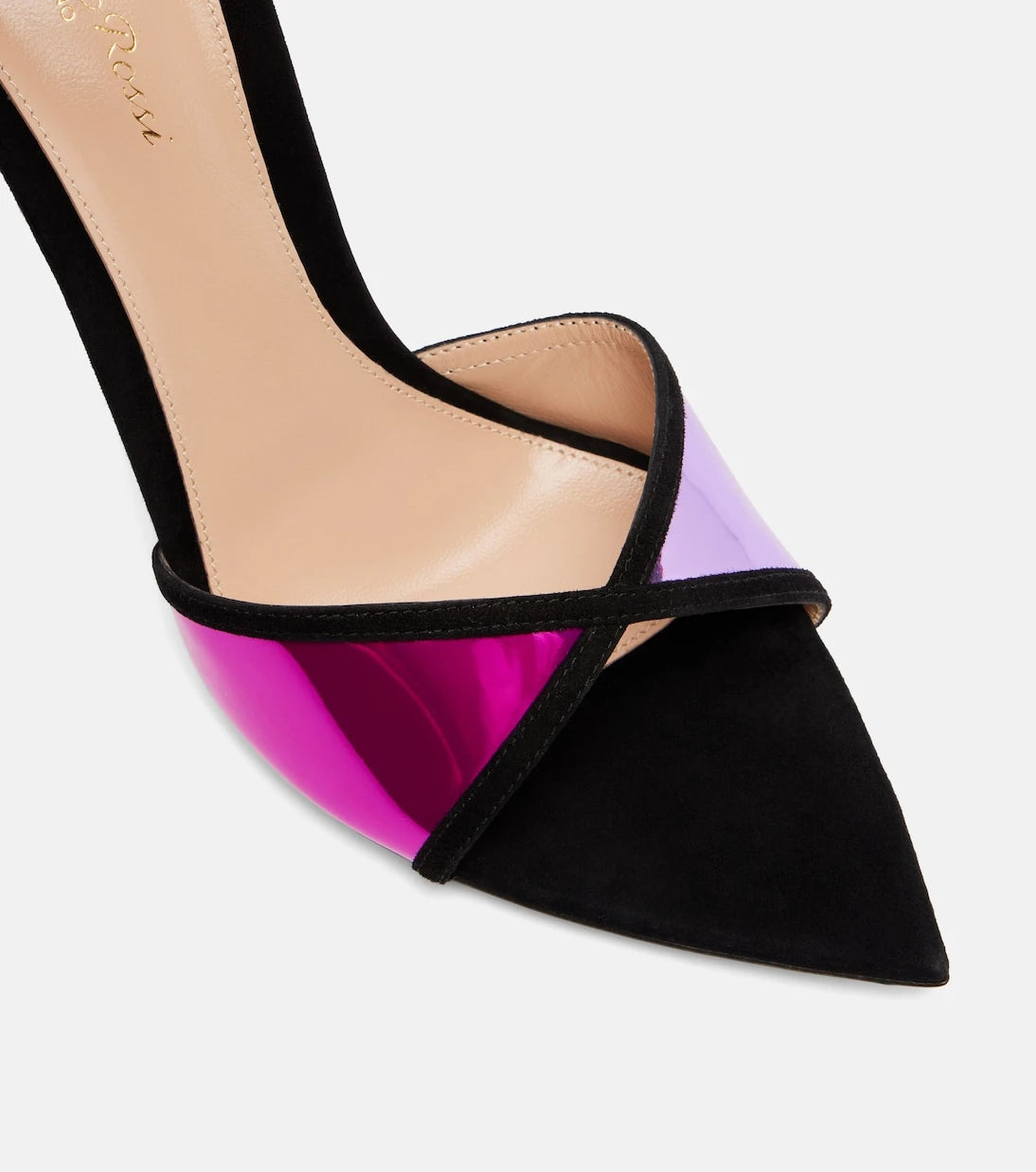 Gianvito Rossi - Confetti suede-trimmed metallic leather pumps