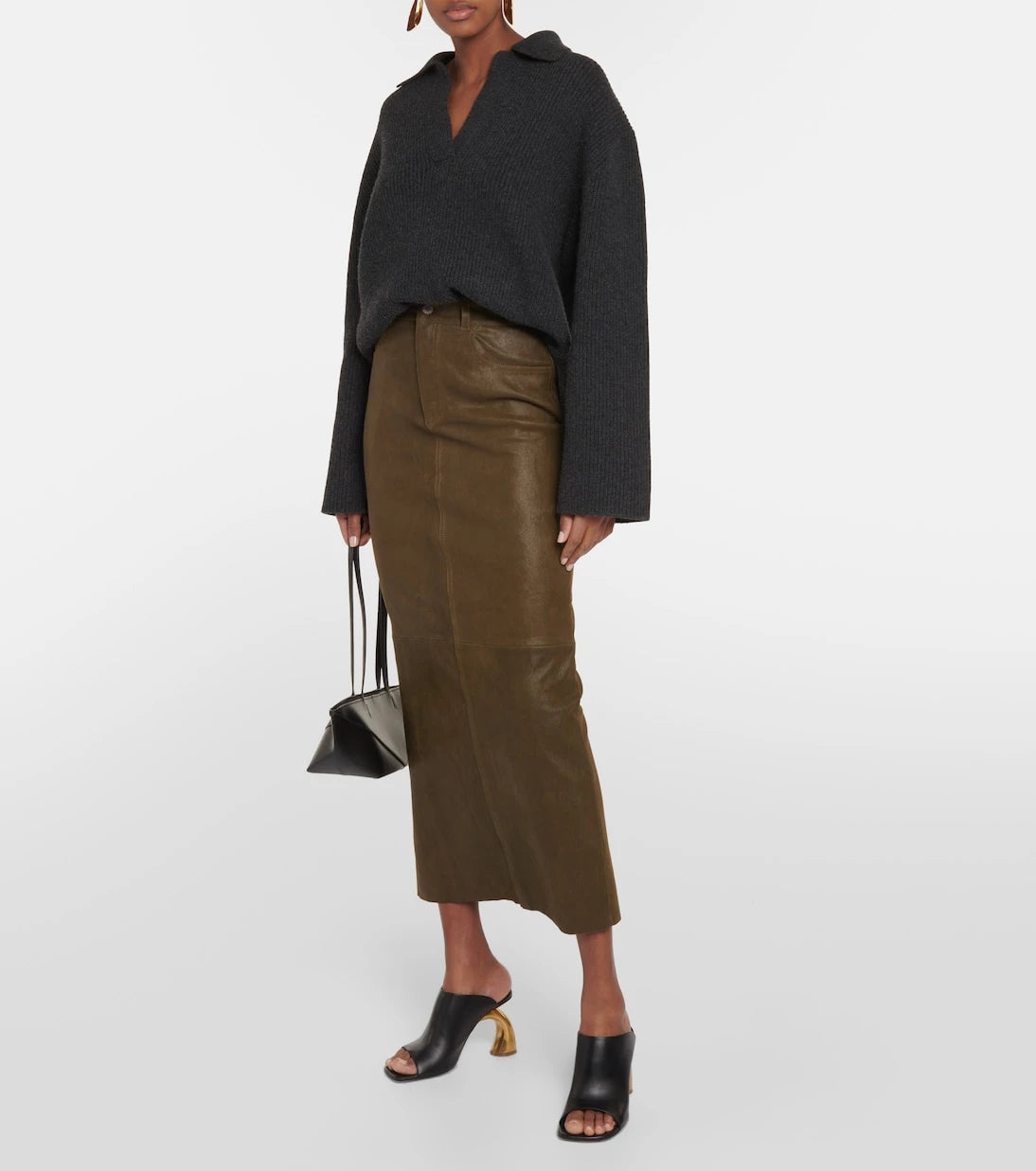 Stouls - Beth leather midi skirt