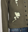 Green Embroidered Jacquard Floral Cardigan