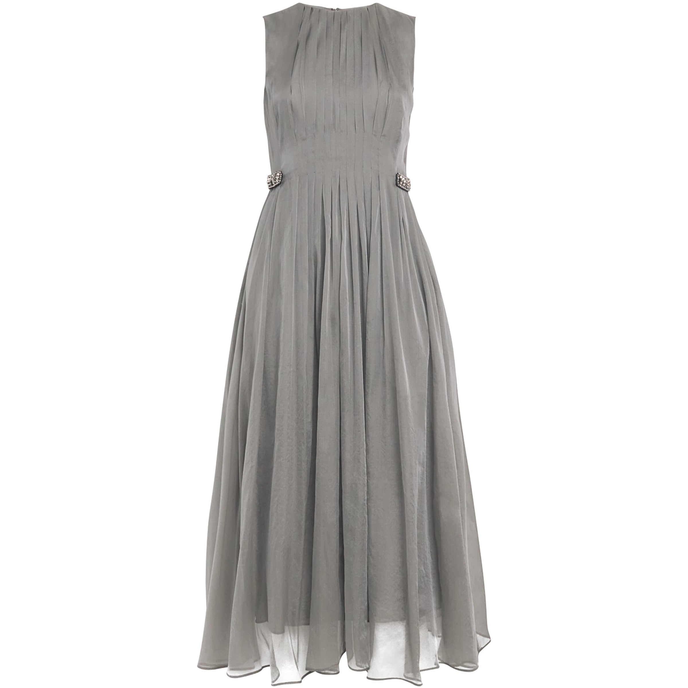 Max Mara Grey Silk-Blend Organza Midi Dress