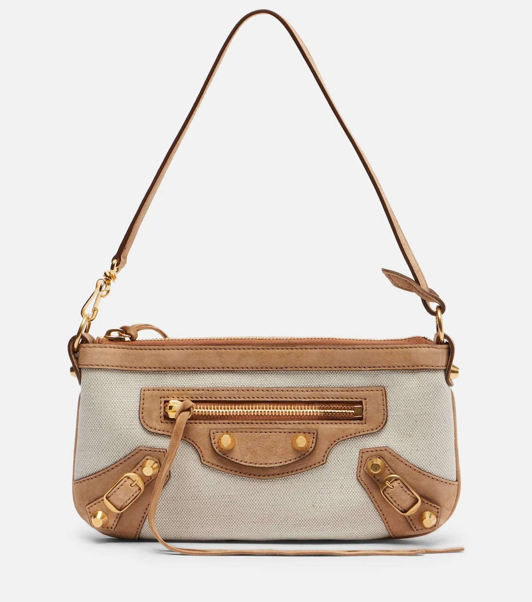 Balenciaga - Le City Mini canvas and suede shoulder bag
