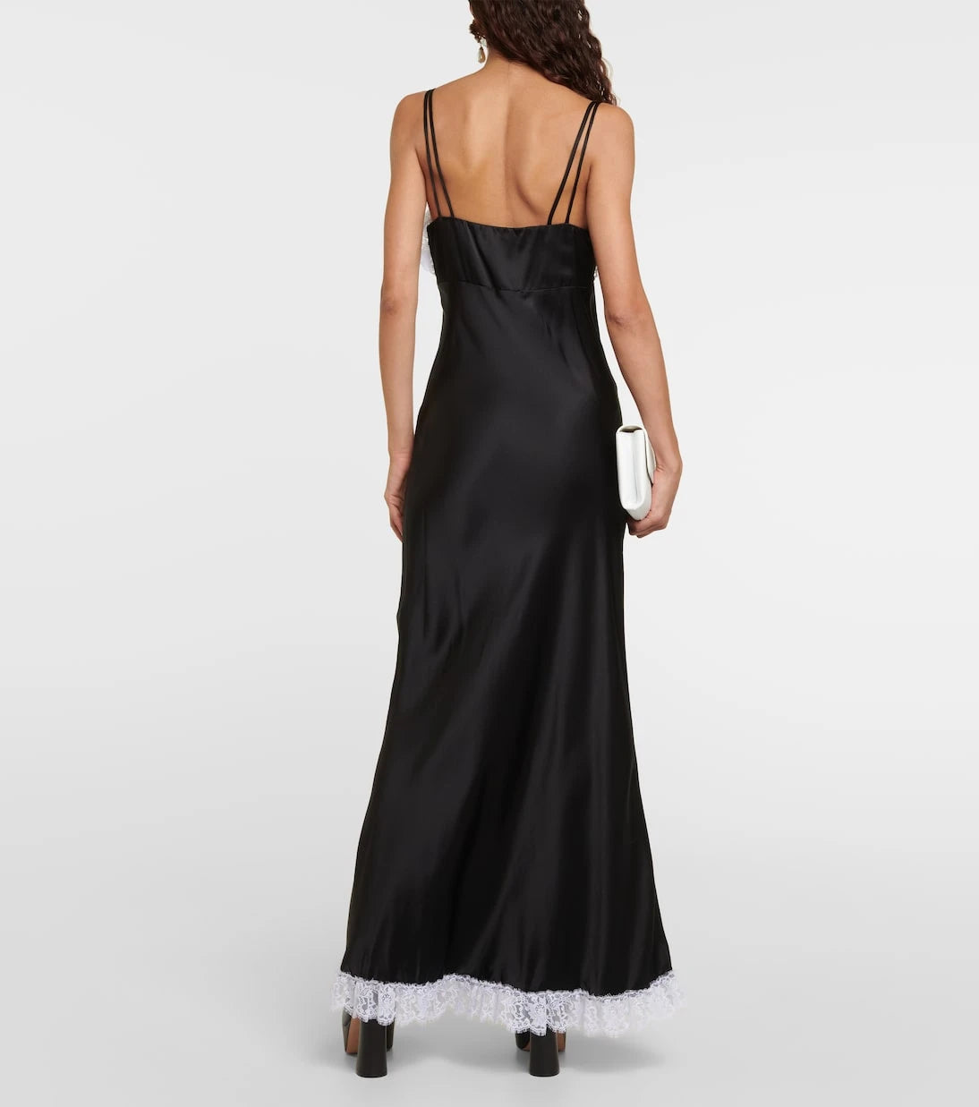 Rodarte - Lace-trimmed silk maxi dress