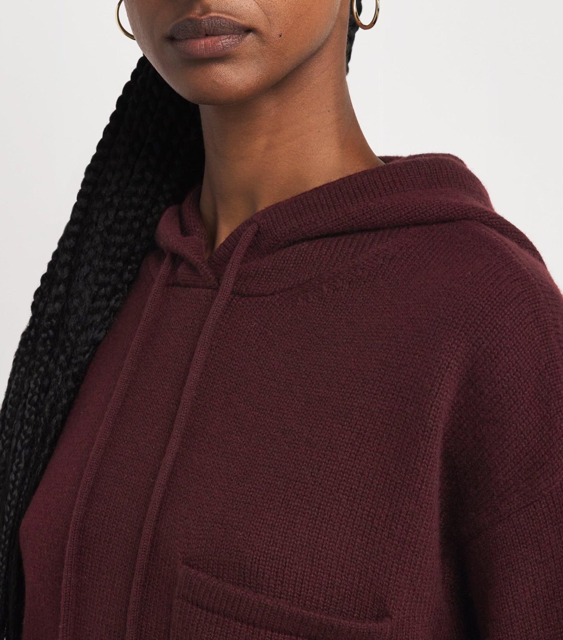 Max Mara Red Wool-Cashmere Knitted Hoodie