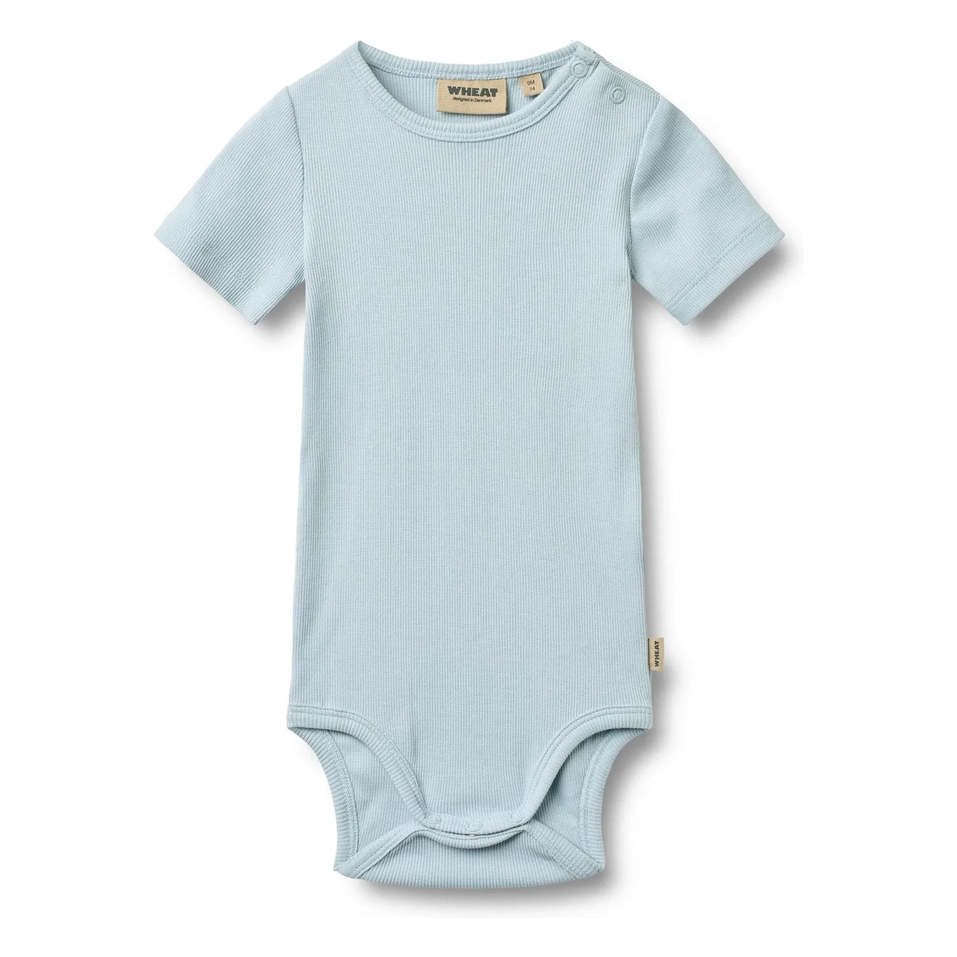 Wheat - Timo Ribbed Organic Cotton Bodysuit | Light blue