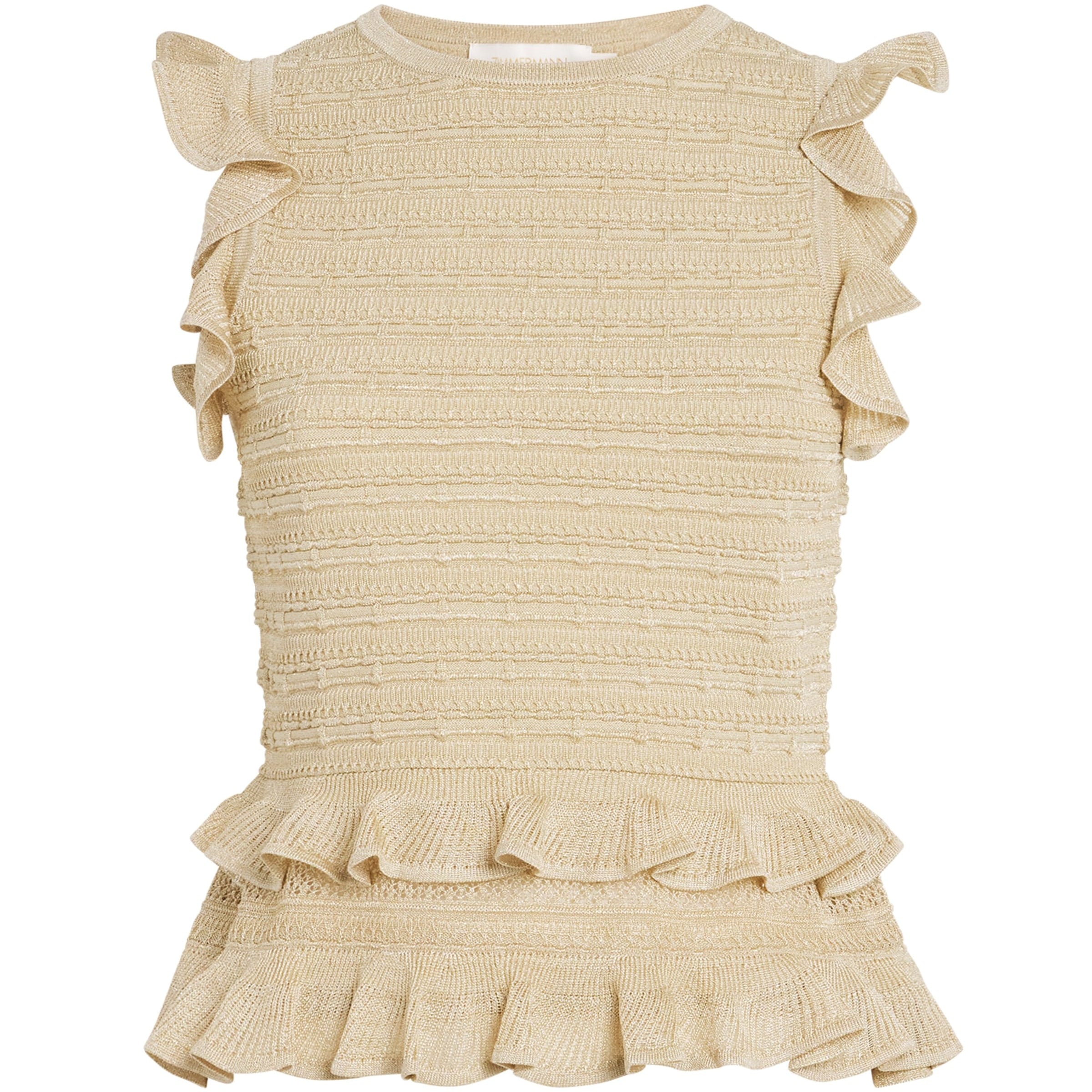 Zimmermann Gold Knit Halterneck Hypnotic Top