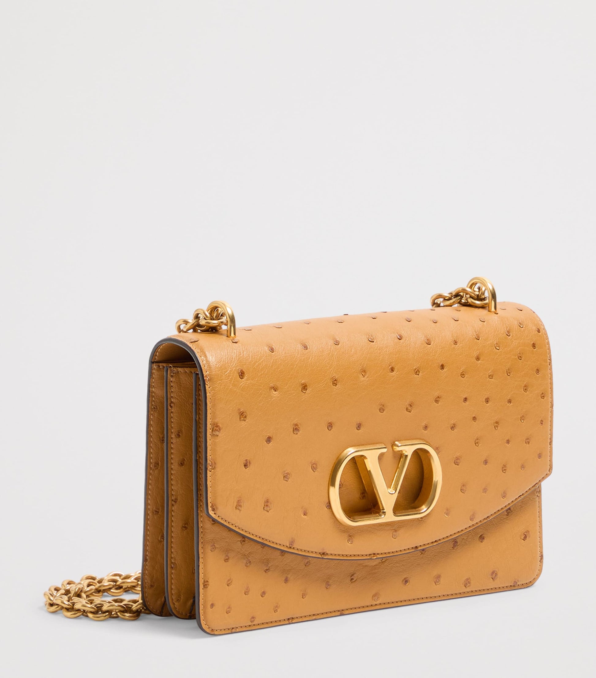 Ostrich Leather Vain Shoulder Bag