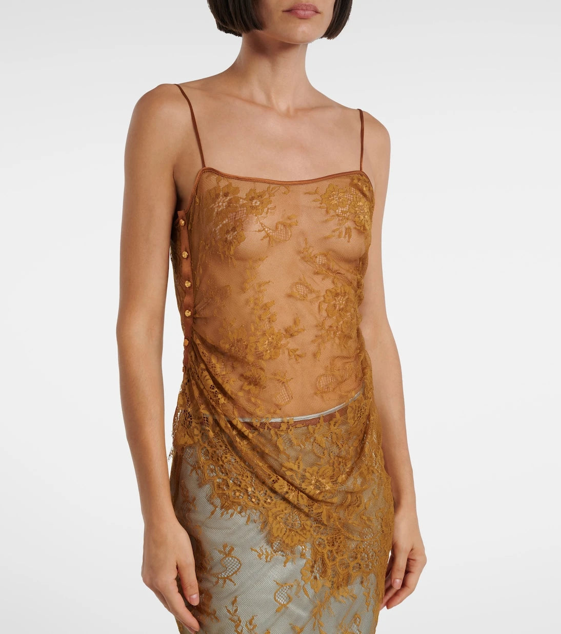 Jacques Wei - Silk-trimmed lace top