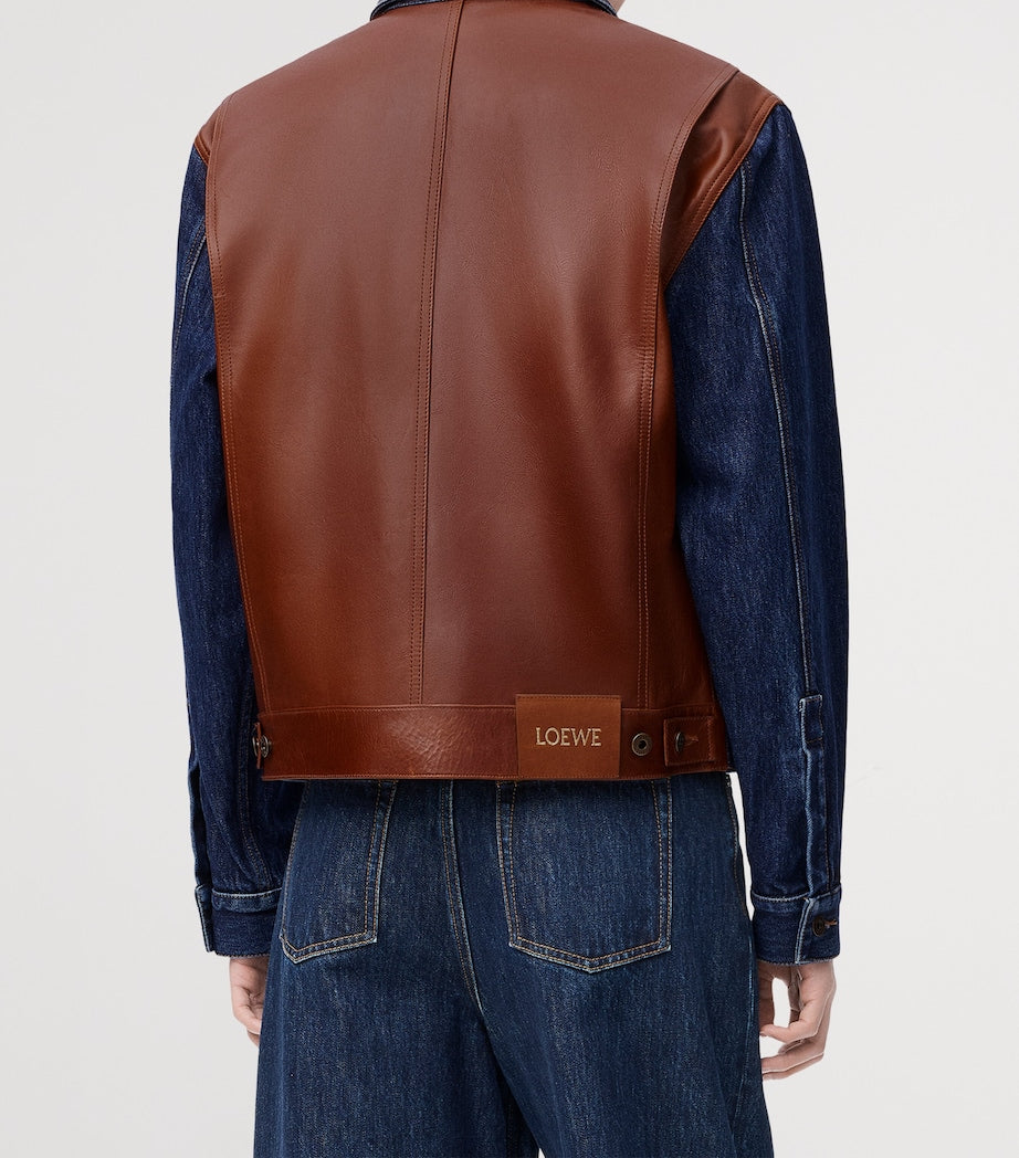 Blue Leather-Denim Hybrid Jacket