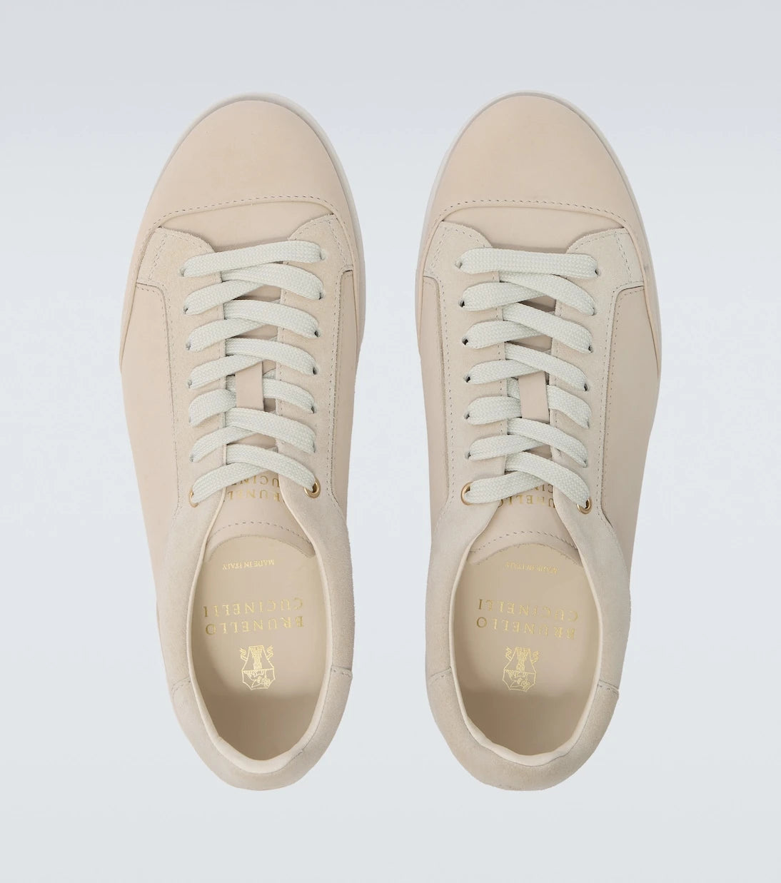 Brunello Cucinelli - Suede-trimmed leather sneakers