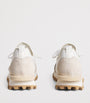 Eleventy White Suede-Trim Low-Top Sneakers