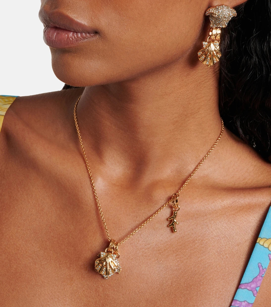 Versace - Medusa crystal-embellished charm necklace