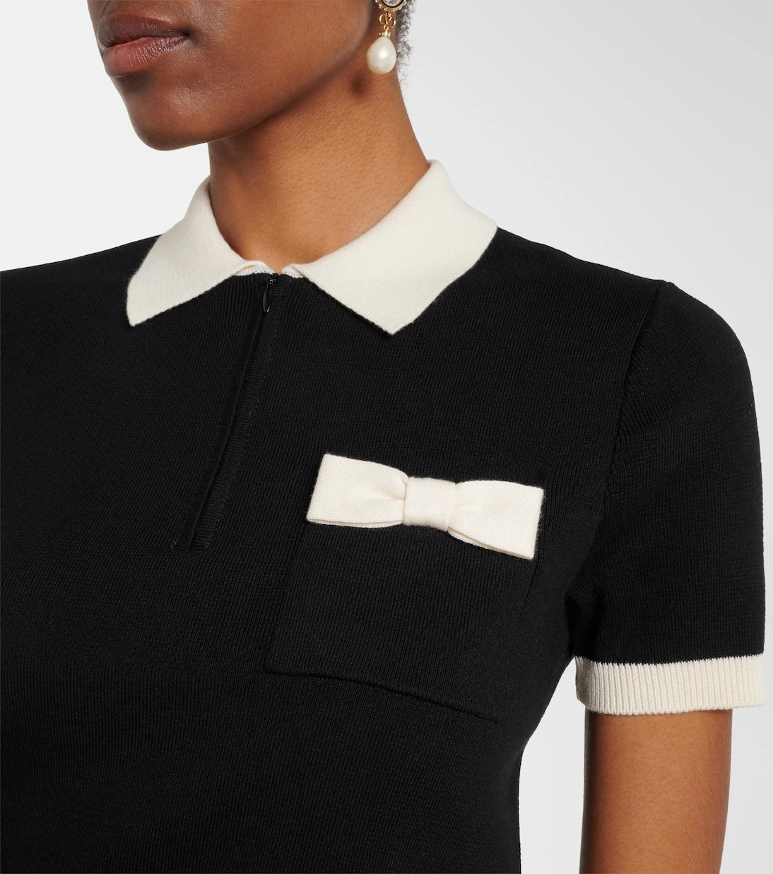Valentino - Bow-detail cotton polo shirt