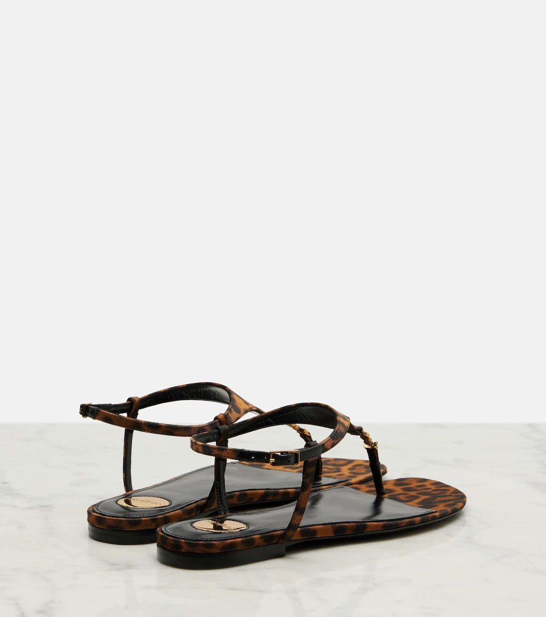 Saint Laurent - Cassandra leopard-print grosgrain sandals