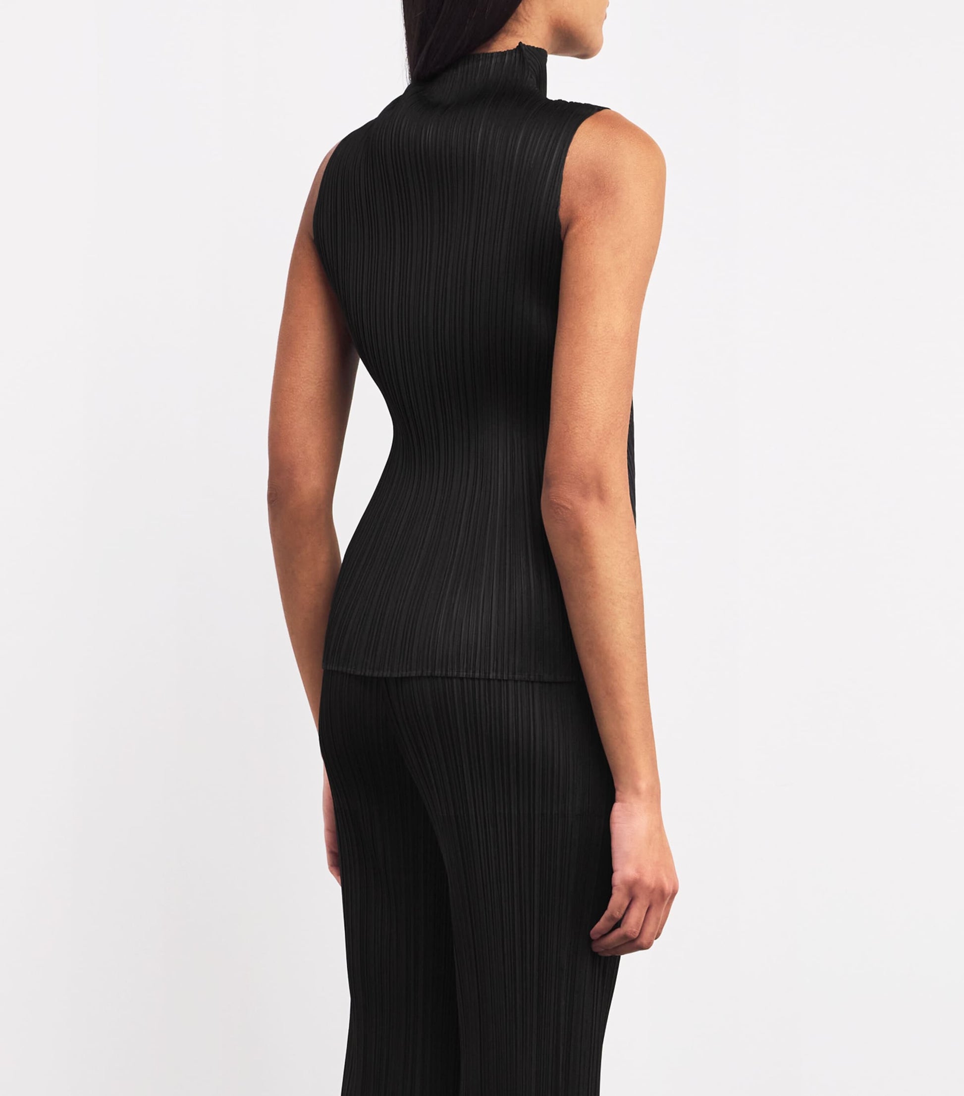 Pleats Please Issey Miyake Black Sleeveless Basics Top