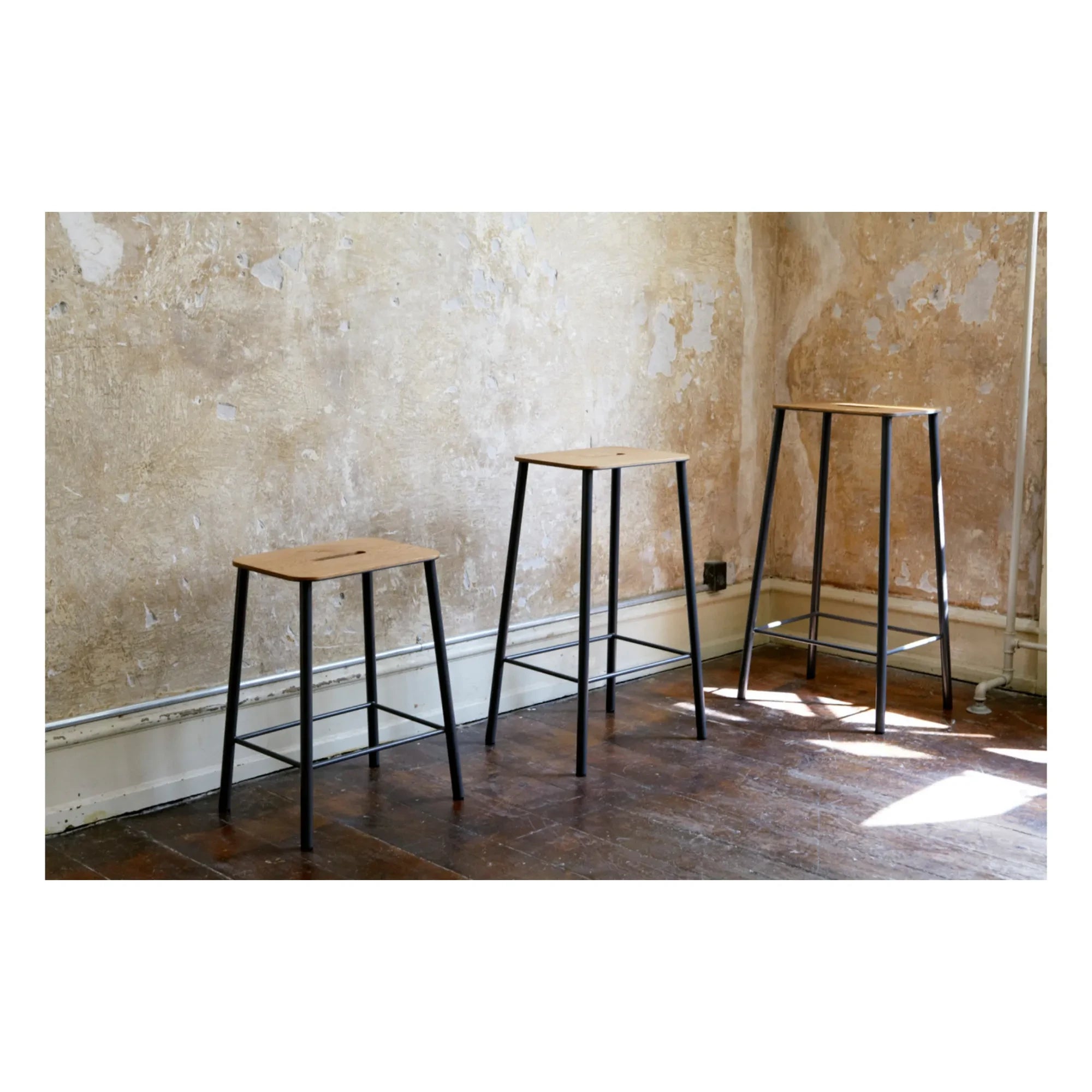 Frama - Adam Stool with Leather Seat | Black