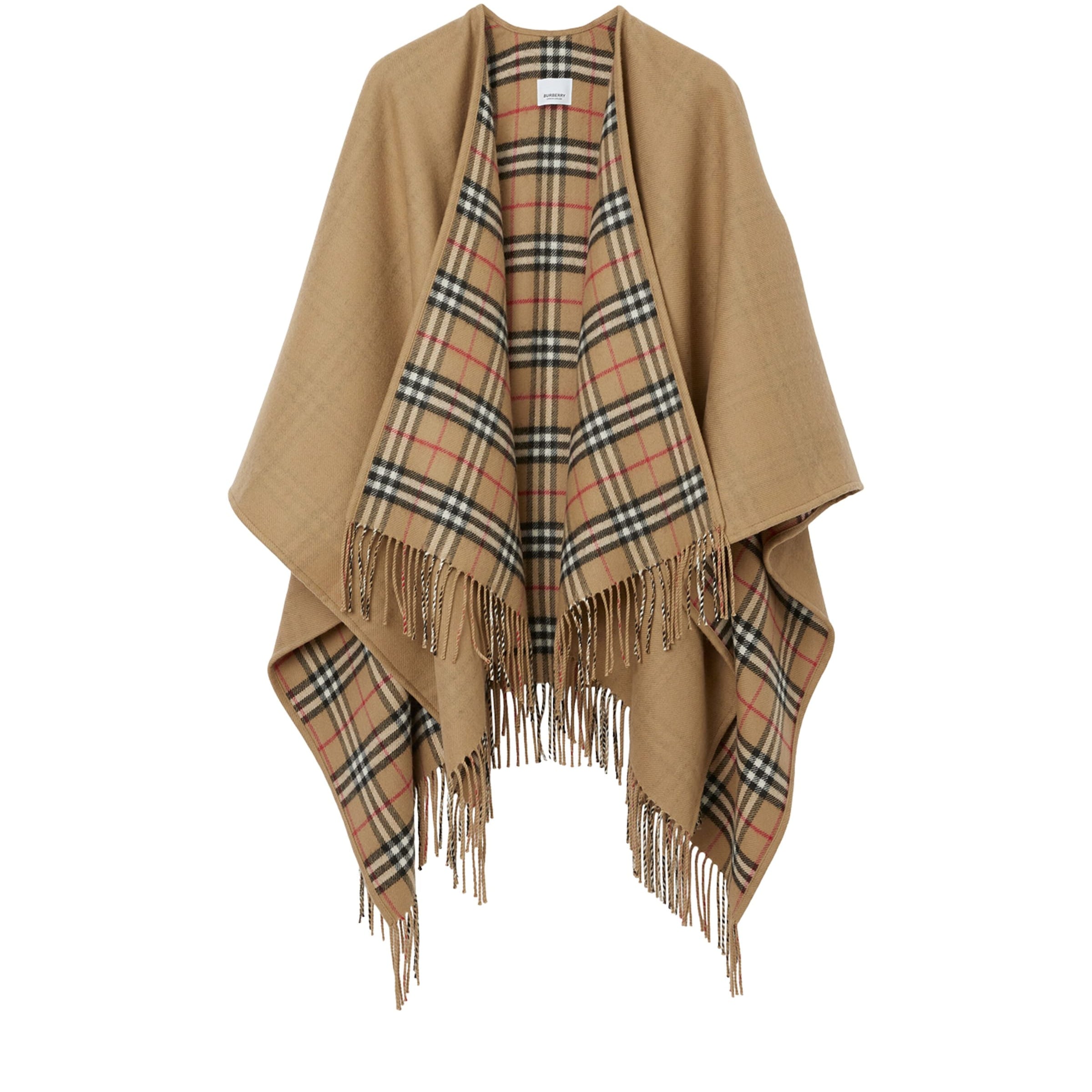 Burberry Beige Wool Reversible Check Cape