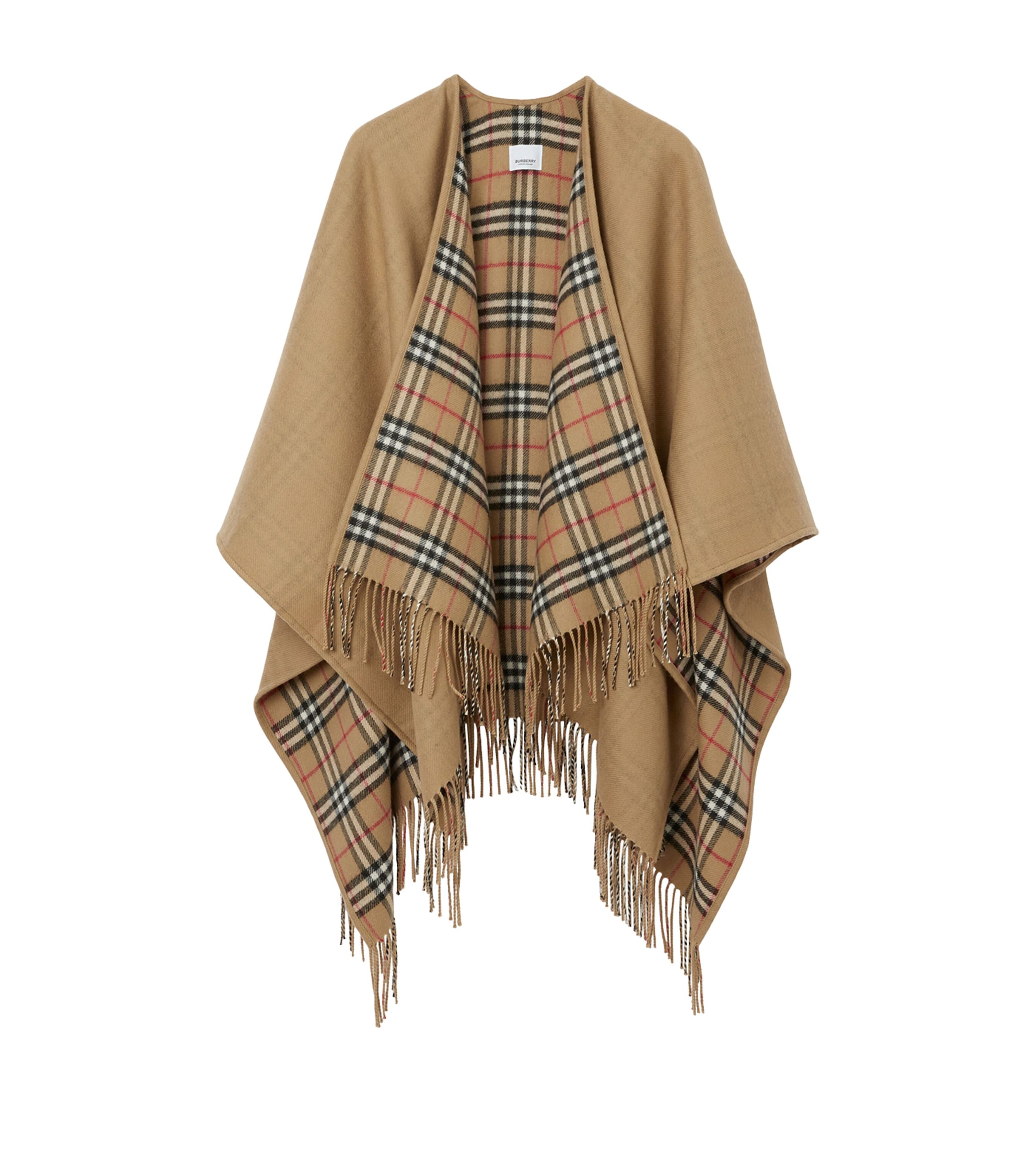 Burberry Beige Wool Reversible Check Cape