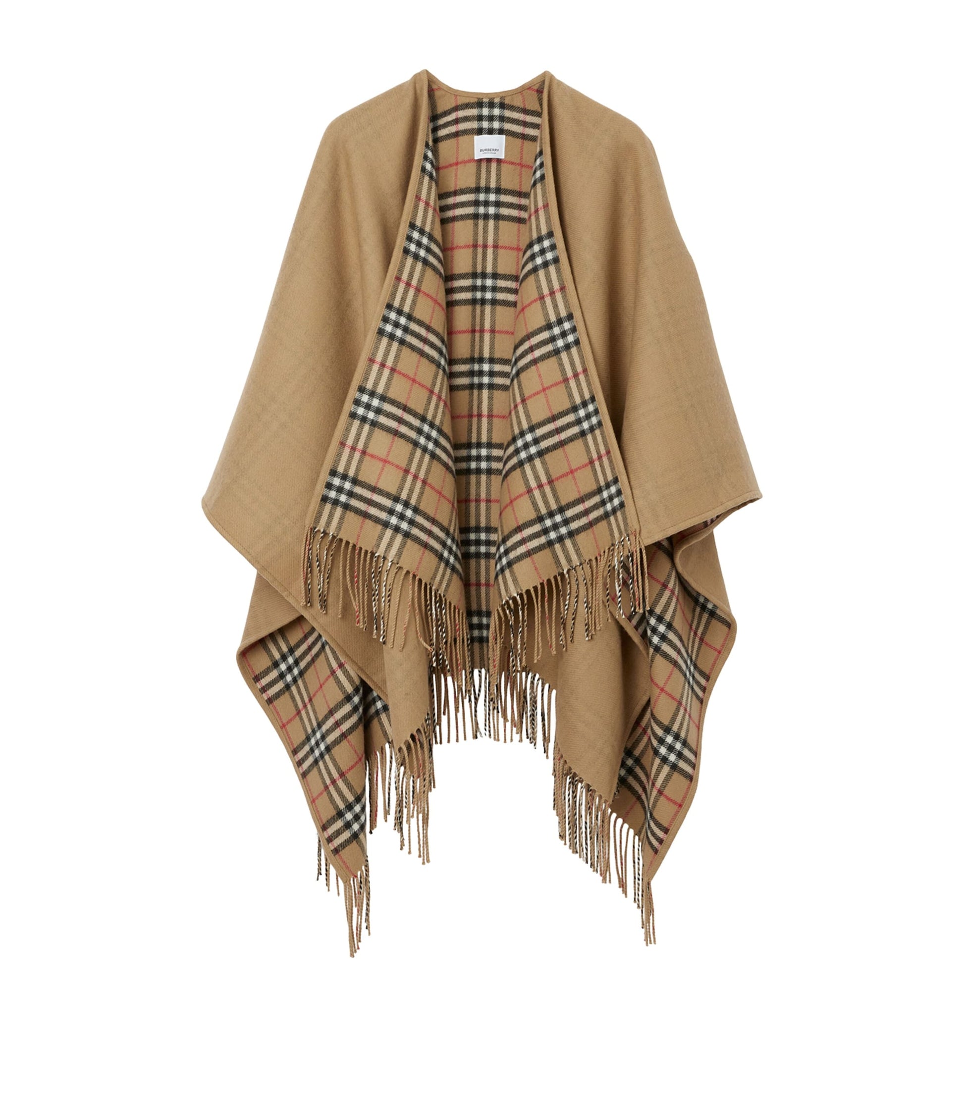 Burberry Beige Wool Reversible Check Cape