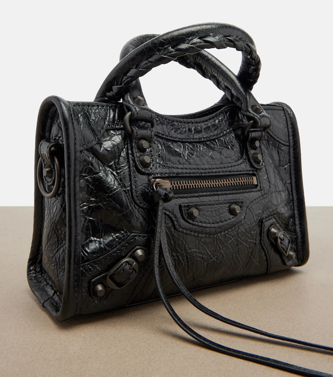 Balenciaga - حقيبة يد علوية جلدية Le City Mini