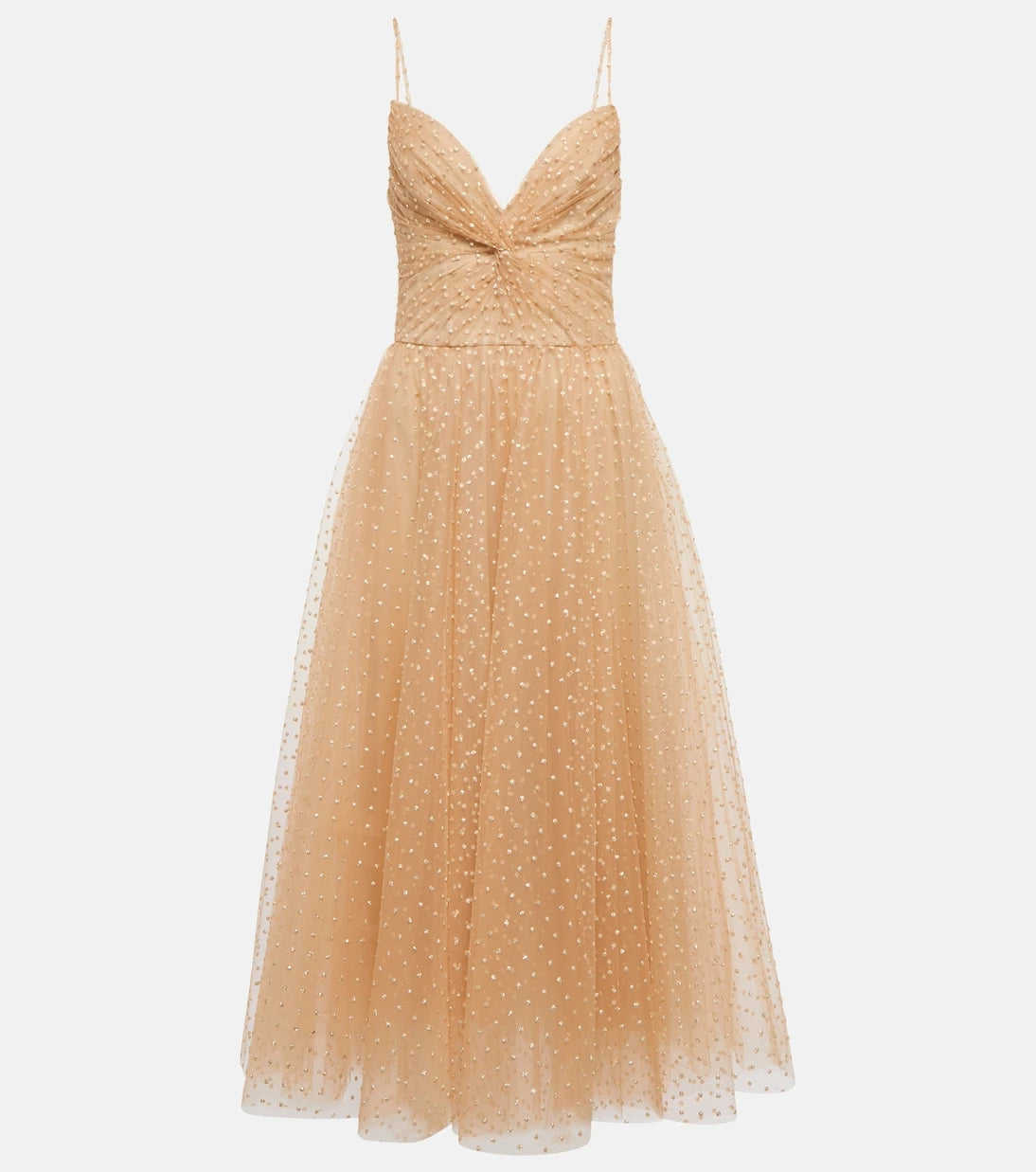 Monique Lhuillier - Dotted tulle midi dress