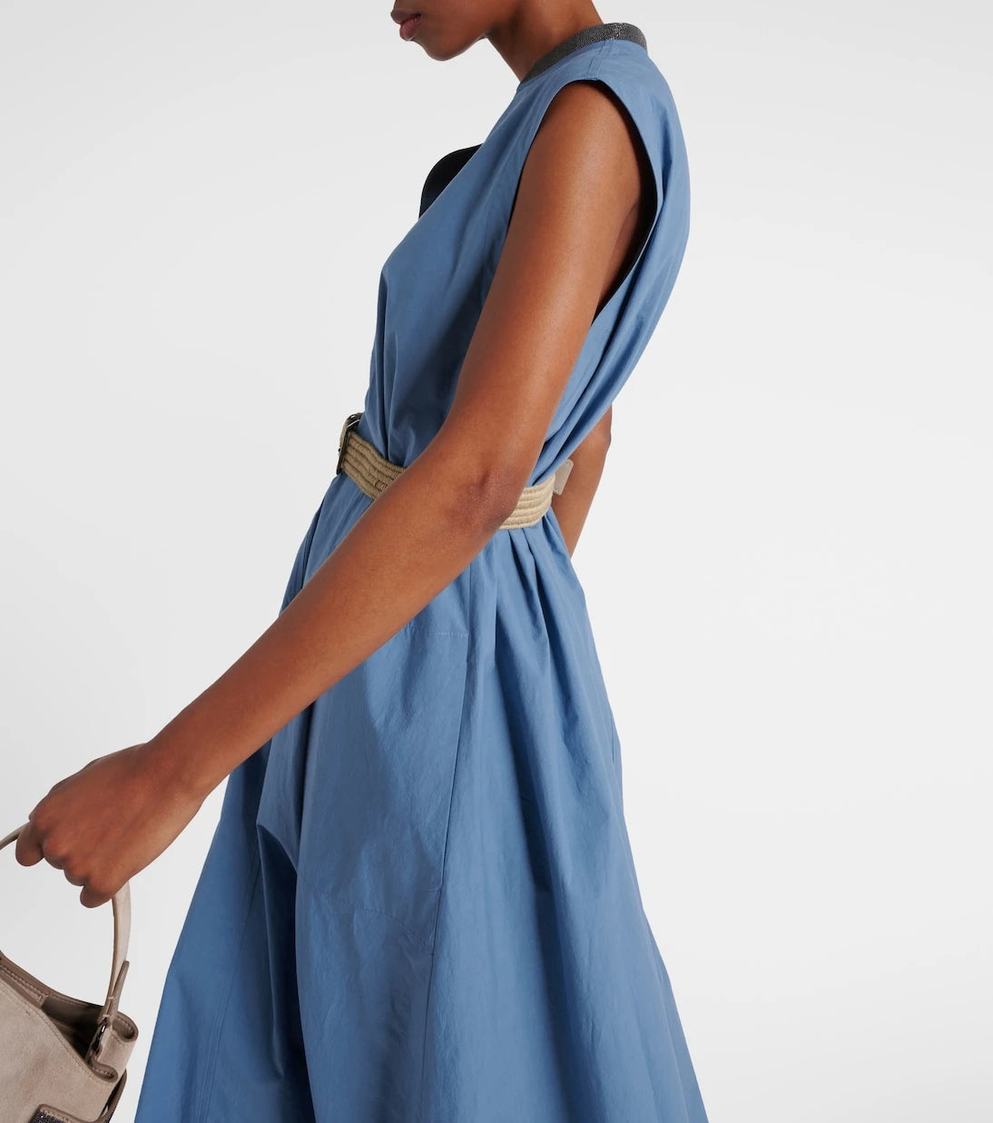 Brunello Cucinelli - Embellished cotton poplin maxi dress