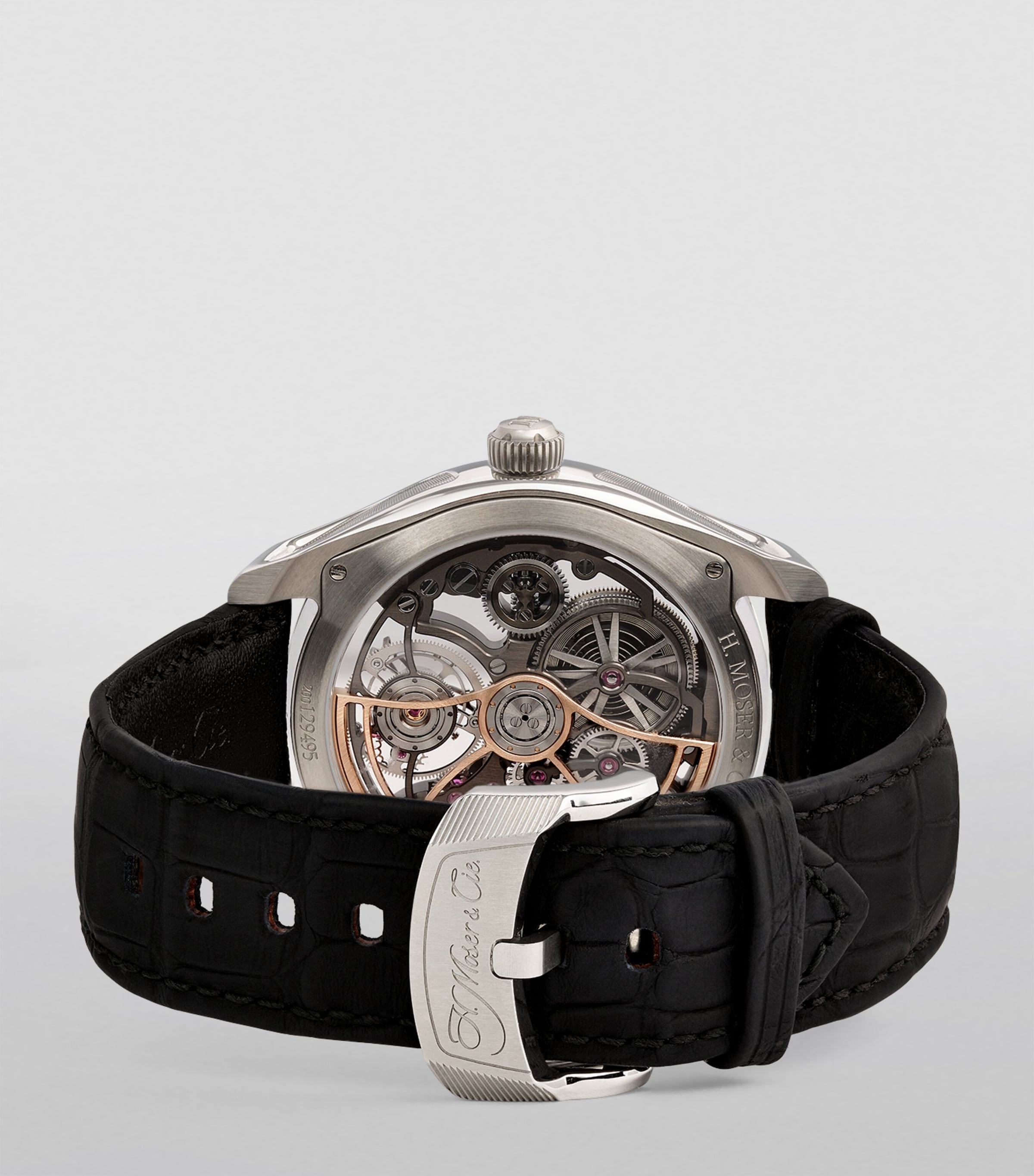 H. Moser & Cie Stainless Steel Pioneer Tourbillon Skeleton Watch 42.8mm