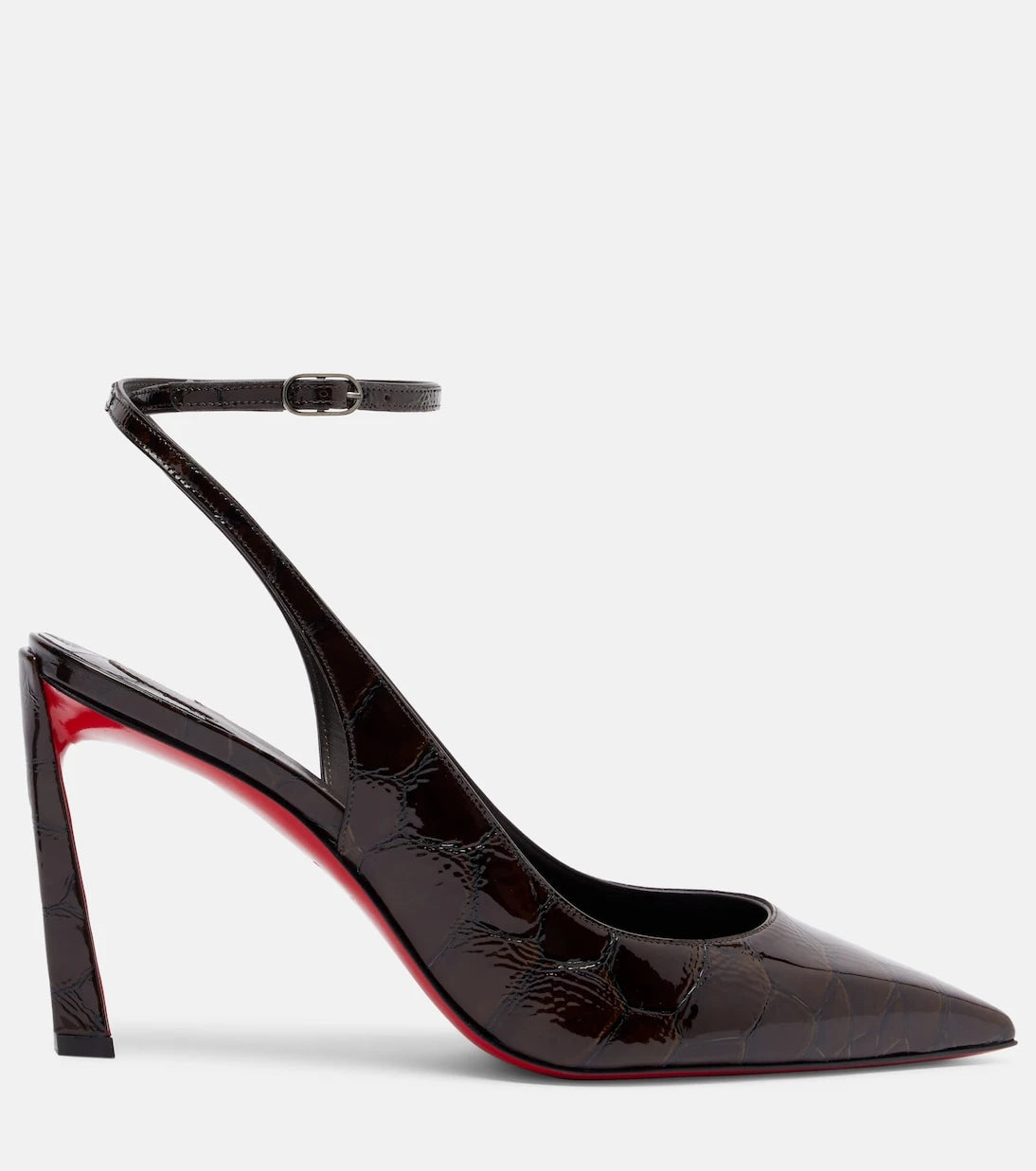 Christian Louboutin - حذاء كوندورا 85 بكعب عالٍ ومفتوح من الخلف بنقشة جلد التمساح