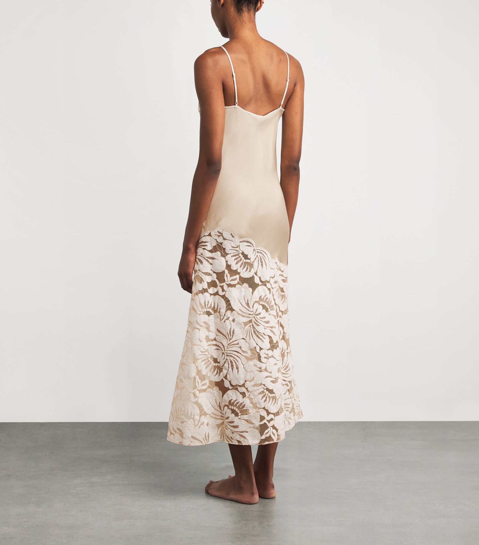 Bocan Beige Satin Embellished Elia Nightdress