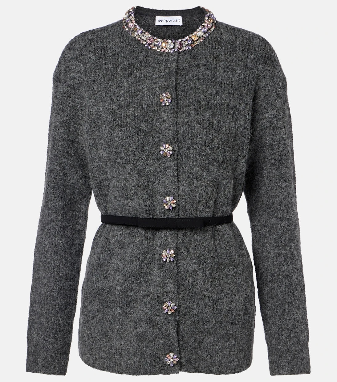 Self-Portrait - Belted embellished cardigan