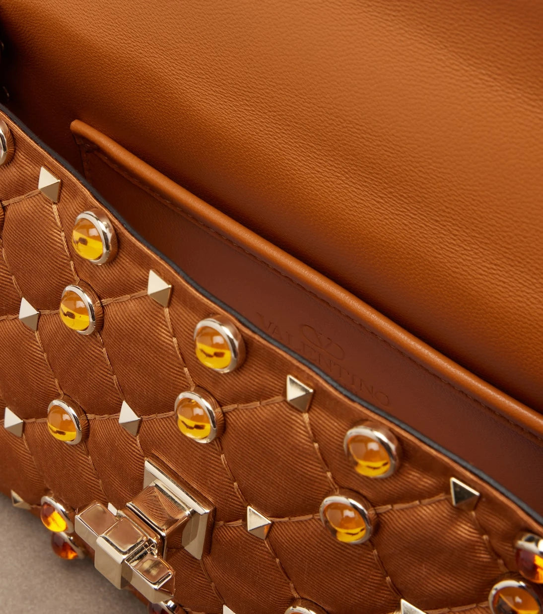 Valentino Garavani - Rockstud Spike Small moiré top-handle bag