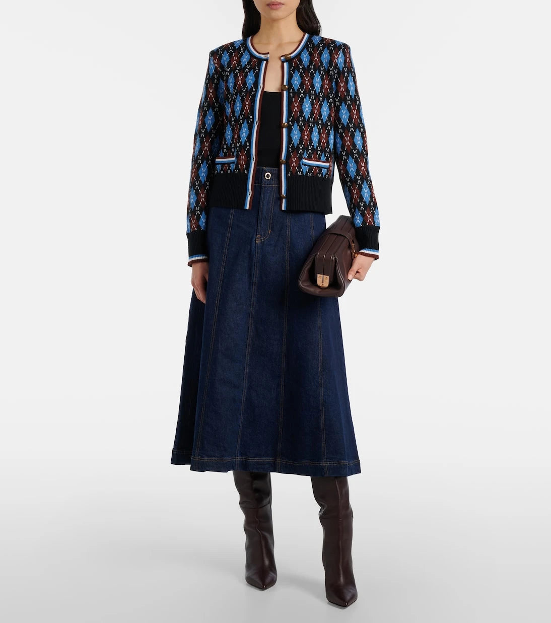 Veronica Beard - Alix denim midi skirt