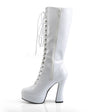 5" Heel Lace-Up White Knee High Boots*