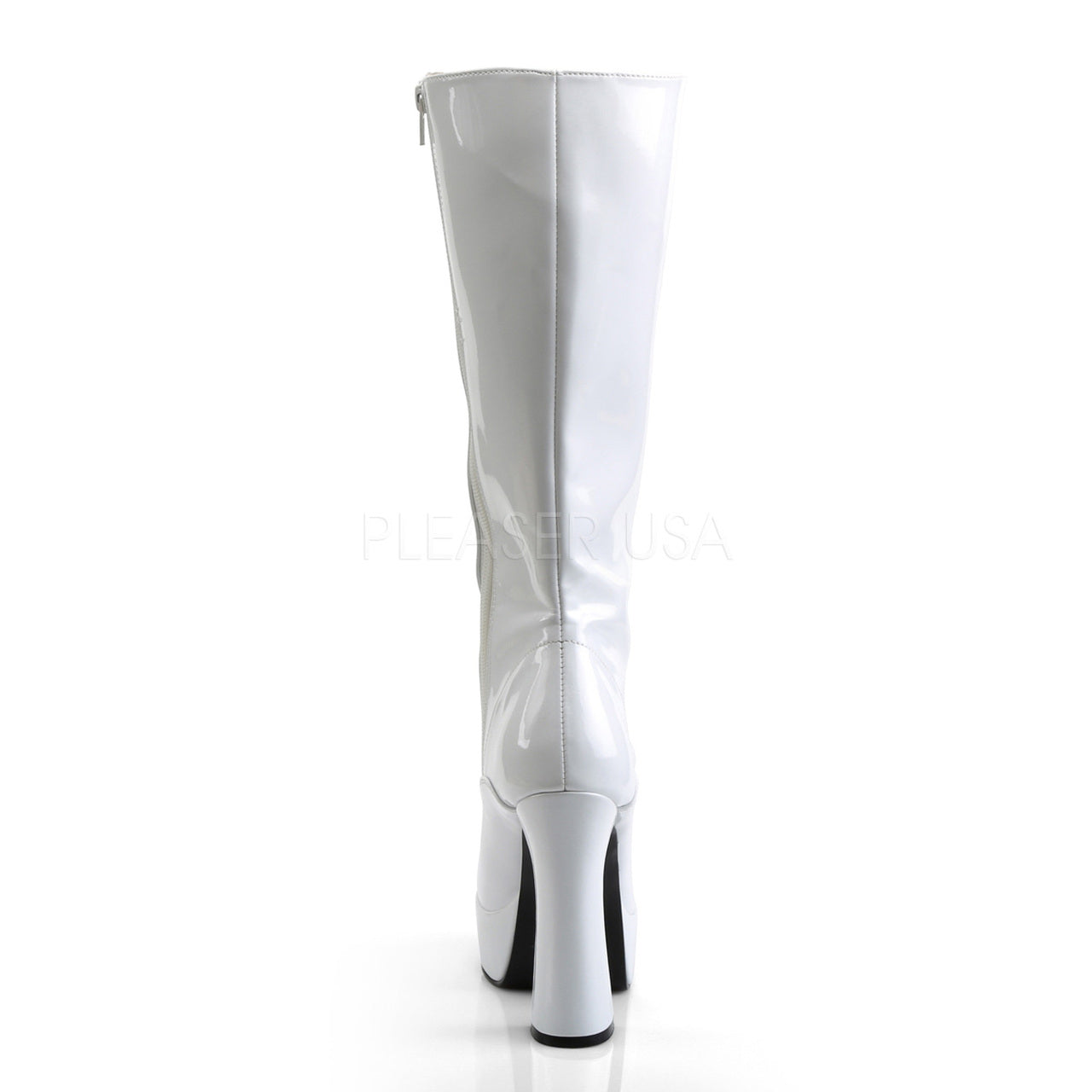 5" Heel Lace-Up White Knee High Boots*
