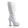 5" Heel Lace-Up White Knee High Boots*