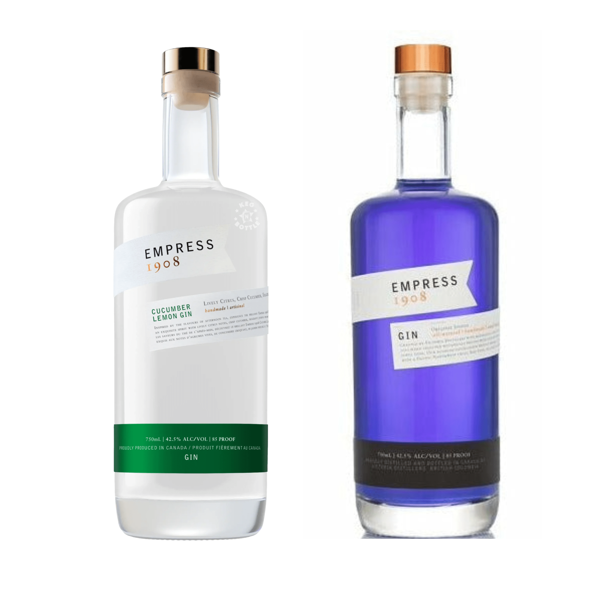 Empress 1908 Indigo Gin & Cucumber Lime Gin Combo Pack (2x750mL)