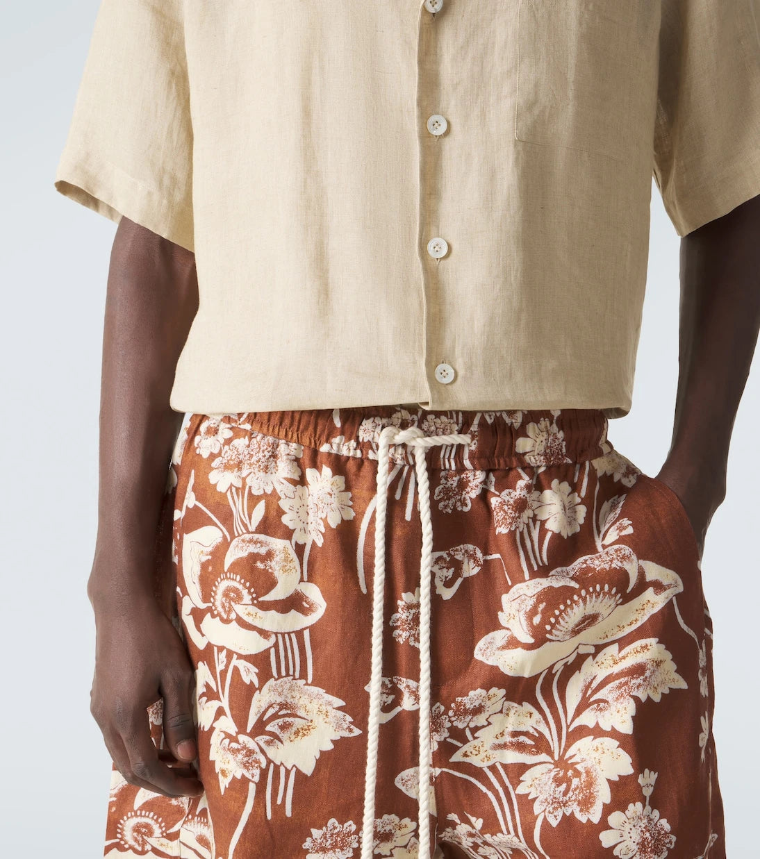 Commas - Floral linen Bermuda shorts