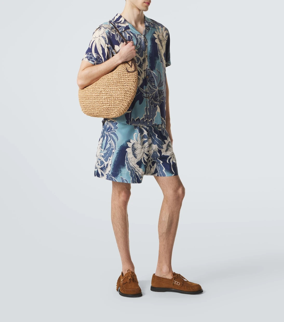 JW Anderson - Bulb XL suede-trimmed raffia bucket bag